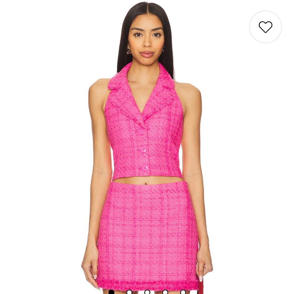 Alice + Olivia Meri Cropped Halter Blazer Top in Wild Pink Size 6